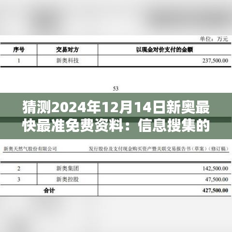 猜测2024年12月14日新奥最快最准免费资料：信息搜集的新时代