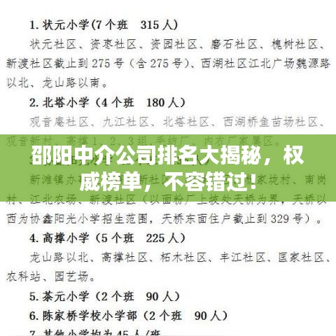 邵阳中介公司排名大揭秘，权威榜单，不容错过！