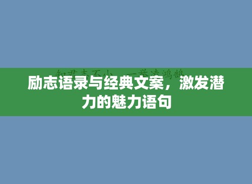励志语录与经典文案，激发潜力的魅力语句