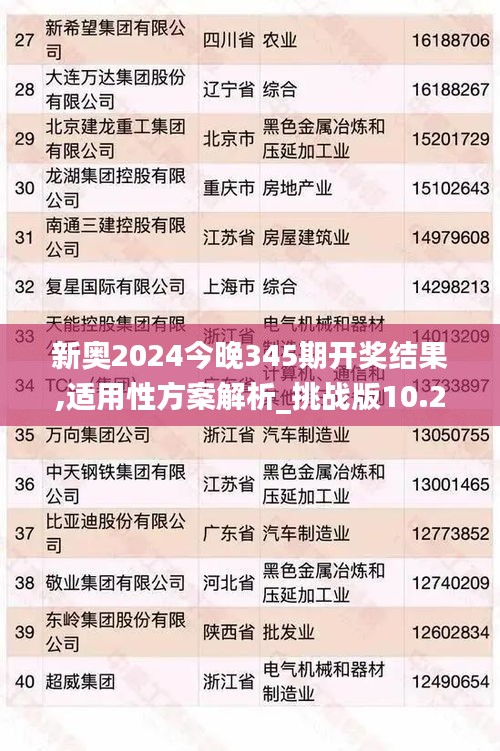 新奥2024今晚345期开奖结果,适用性方案解析_挑战版10.204
