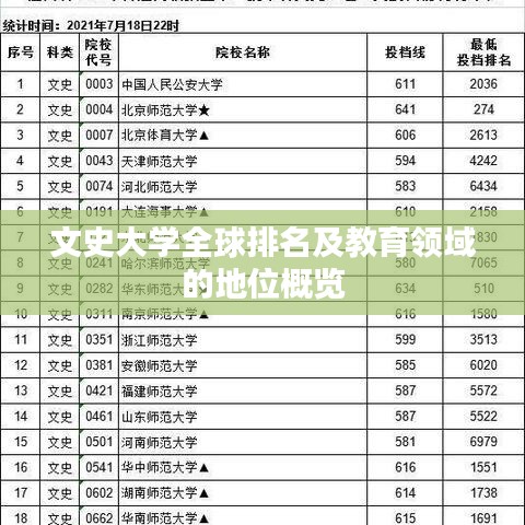 文史大学全球排名及教育领域的地位概览