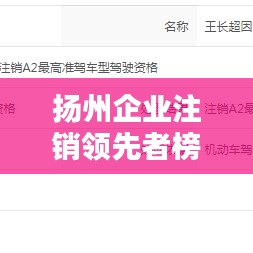 扬州企业注销领先者榜单揭晓，洞悉当地注销领域的佼佼者