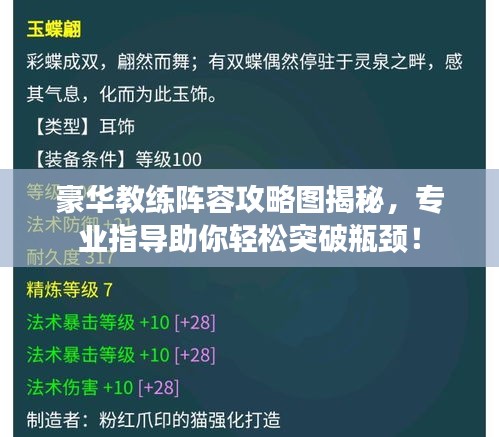 豪华教练阵容攻略图揭秘，专业指导助你轻松突破瓶颈！