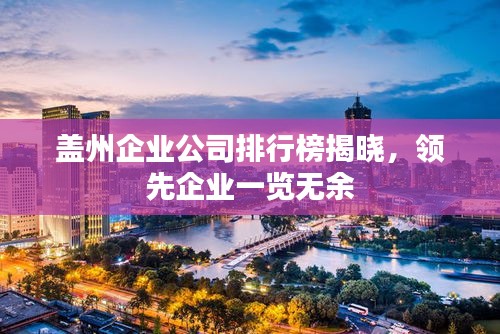 盖州企业公司排行榜揭晓，领先企业一览无余